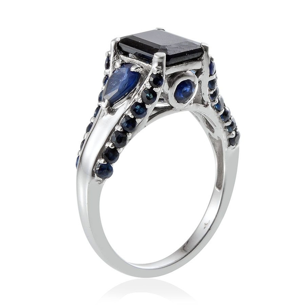 Bague en argent sterling triple multi pierres précieuses rubis bleu Bague en argent sterling triple multi pierres précieuses rubis bleu