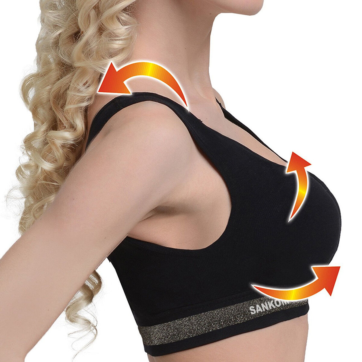SANKOM Patent Leisure Bra (Size S/M) Colour Black and Silver