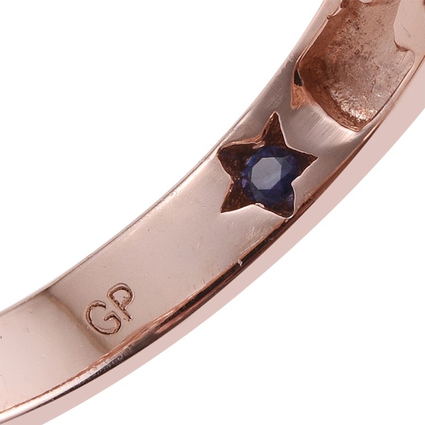 GP Rose Quartz (Ovl 4.20 Ct), Kanchanaburi Blue Sapphire Ring in Rose Gold Overlay Sterling Silver 4.250 Ct.