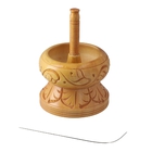 Haldoo Wood Carved Bead Spinner With Stainless Steel Needle. Spinner: 14 x 10.2 cm. Needle: 14 x 2.5
