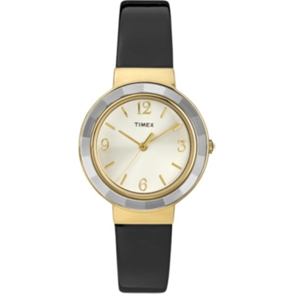 Timex Ladies Faceted Crystal Black Patent Watch 1803369 TJC