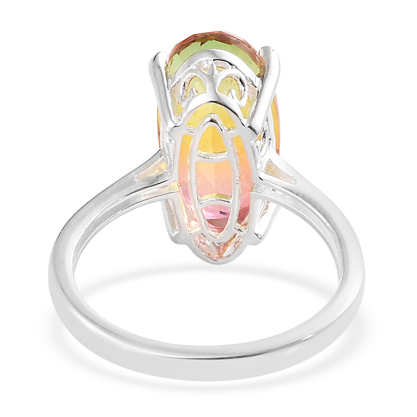 Rainbow Genesis Quartz (Ovl 16x8 mm) Solitaire Ring in Sterling Silver 5.250 Ct.