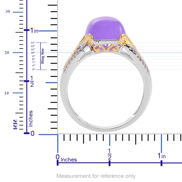 Purple Jade (Cush), White Topaz Ring in Yellow Gold Overlay and Sterling Silver 5.550 Ct.