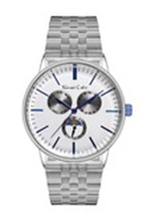 Thomas Calvi Silver Tone Case Mens Watch with Stainless Steel Chain Strap