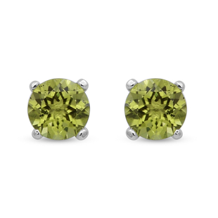 Natural Hebei Peridot Stud Earrings (with Push Back) in Sterling Silver 2.00 Ct.