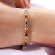 Multi Sapphire Bracelet (Size - 7.5) in Platinum Overlay Sterling Silver 10 Ct, Silver Wt. 8.00 Gms.