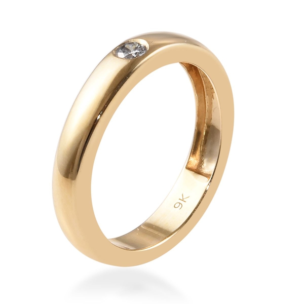 9K Yellow Gold SGL Certified Diamond (I1/G-H) Flush Setting Band Ring