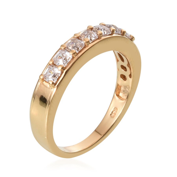 Lustro Stella - 14K Gold Overlay Sterling Silver (Asscher Cut) Half Eternity Ring Made with Finest CZ 1.750 Ct.