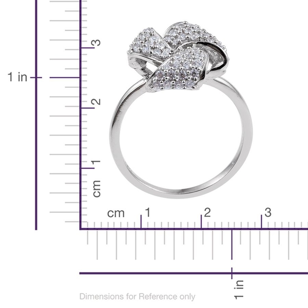 Lustro Stella - Platinum Overlay Sterling Silver (Rnd) Knot Ring Made with Finest CZ