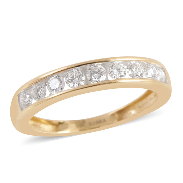 ILIANA 18K Y Gold IGI Certified Diamond (Rnd) (SI/G-H) Half Eternity Band Ring 0.500 Ct.