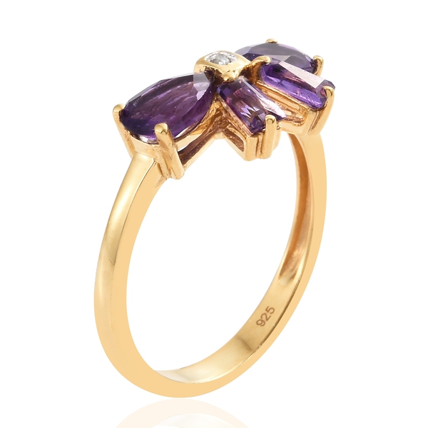 2 Carat Amethyst and Diamond Bow Ring in Gold Plated Silver