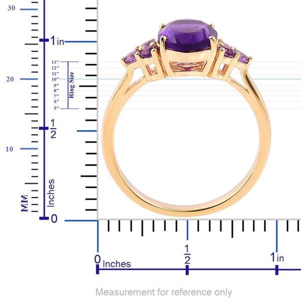 AA Lusaka Amethyst (Ovl 2.25 Ct) Ring in Yellow Gold Overlay Sterling Silver 2.750 Ct.