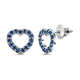 RHAPSODY 950 Platinum AAAA Ceylon Sapphire Heart Stud Earrings with Screw Back