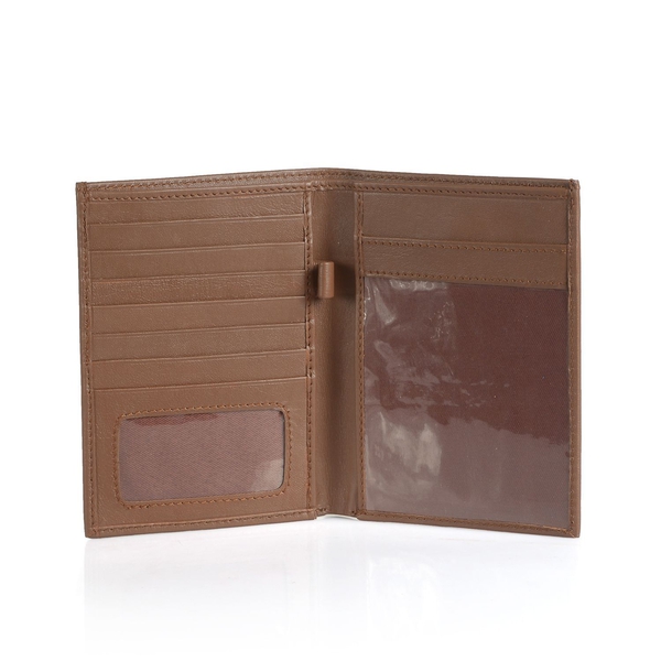 Genuine Leather Chocolate Colour RFID Blocker Passport Wallet (Size 16X12 Cm)