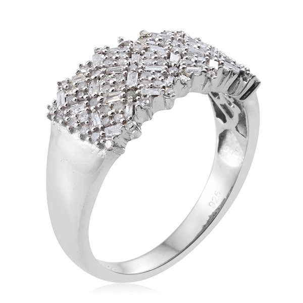 Diamond (Bgt) Ring in Platinum Overlay Sterling Silver 0.750 Ct. Silver wt 5.13 Gms. Number of Diamonds 114