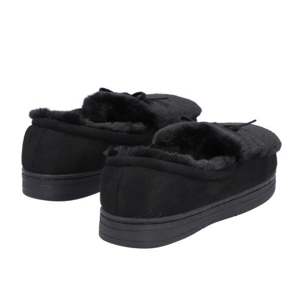 Chic and Elegant Faux Fur Slippers (Size 3- 4) - Black