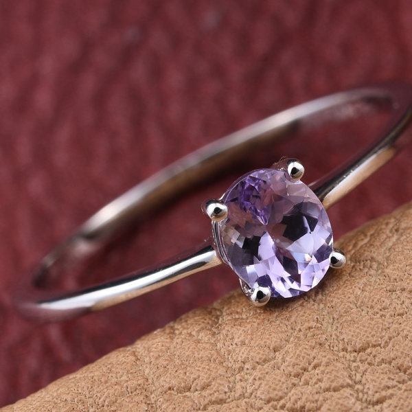 14K W Gold Rare Natural Pink Tanzanite (Ovl) Solitaire Ring 0.500 Ct.