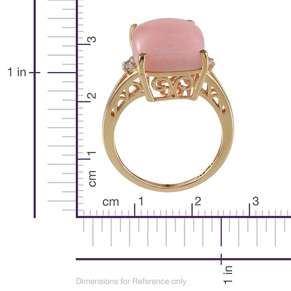 Peruvian Pink Opal (Cush 8.75), White Topaz Ring in Yellow Gold Overlay Sterling Silver 8.830 Ct.