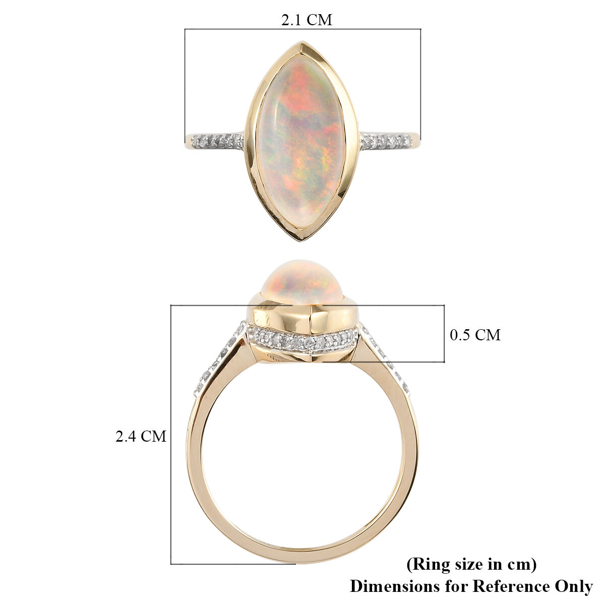 9K Yellow Gold AA Ethiopian Opal Diamond Ring 2.54 Ct