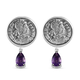 GP Amethyst and Blue Sapphire Dangling Earrings (with Push Back) in Sterling Silver 1.58 Ct, Silver Wt 7.30 Gms.