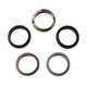 MP Set of 5 - Light Grey, Dark Grey, Black, Brown and Dark Blue Colour Band Rings (Size Y)
