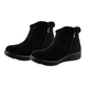 Suedette Warm Lined Ankle Boots with Button Details (Size 3) - Black