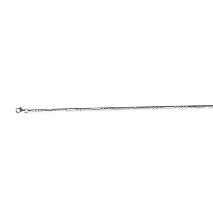 Vicenza Collection Rhodium Plated Sterling Silver Twisted Rock Chain (Size 18) with Lobster Clasp