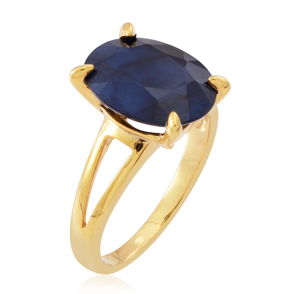 Blue Sapphire (Ovl) Solitaire Ring in 14K Gold Overlay Sterling Silver 7.500 Ct.