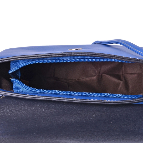 Blue Colour Crossbody Bag with Shoulder Strap (Size 21.5x17x6.5 Cm)