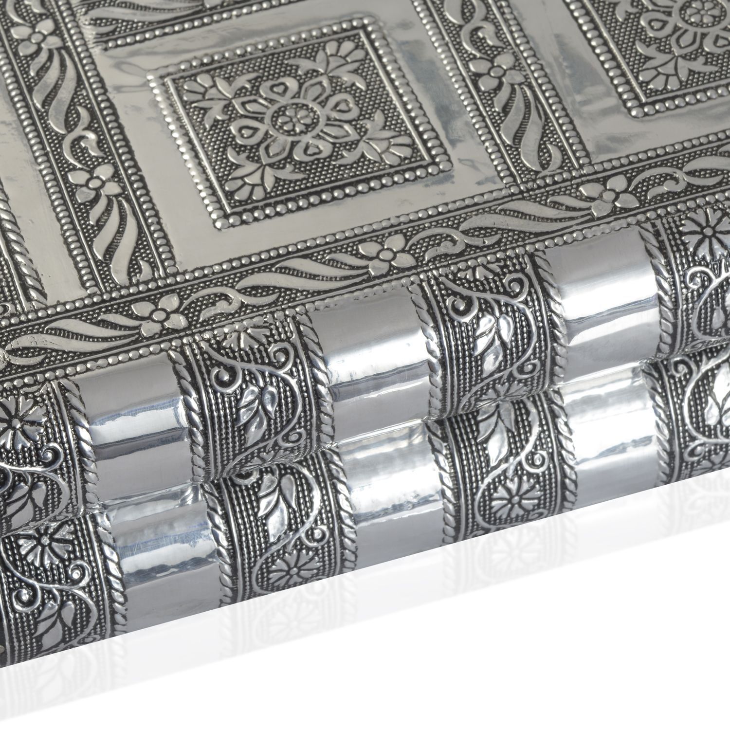 Aluminium Meenakari Jewellery Box with Mirror and Red Velvet Inside (Size 27x19x7 Cm)