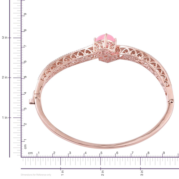 Pink Jade (Cush) Bangle (Size 7.5) in Rose Gold Overlay Sterling Silver 11.000 Ct.