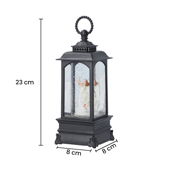 Christmas Angel Lantern Warm Light (Size 23x8x8Cm) - Black