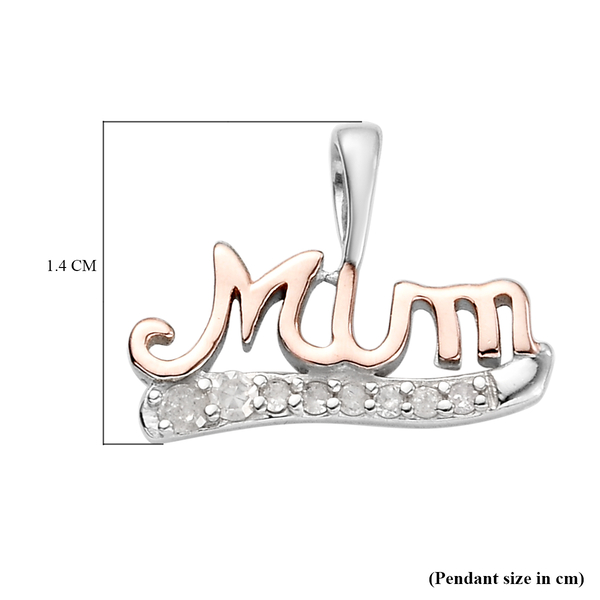 Diamond MUM Pendant Rose Gold And Platinum Overlay in Sterling Silver