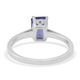 AAA Tanzanite (Oct 7X5 mm) Solitaire Ring in Rhodium Overlay Sterling Silver 1.00 Ct.