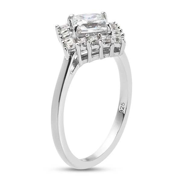Lustro Stella Platinum Overlay Sterling Silver Ring Made with Finest CZ 1.94 Ct
