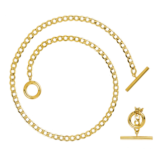 Italian Made Close Out Deal- 9K Yellow Gold Curb Necklace (Size - 19.5),With T-Bar Lock Gold Wt. 7.3