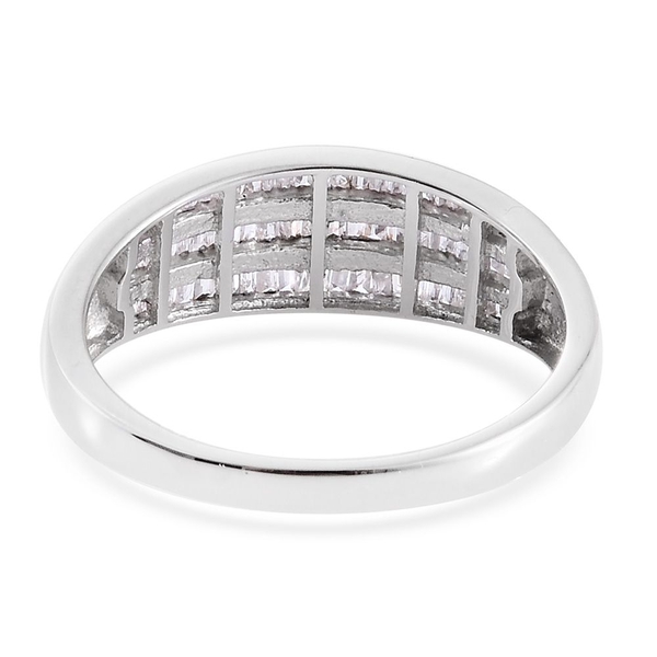 Diamond (Bgt) Ring in Platinum Overlay Sterling Silver 0.500 Ct.