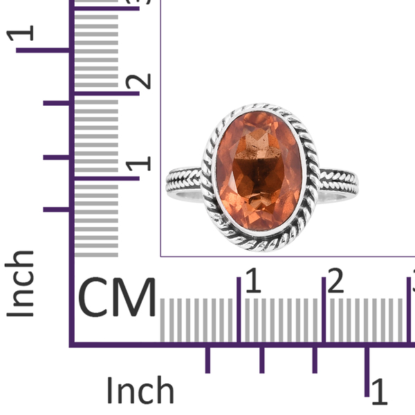 Royal Bali Collection Morganite Quartz (Ovl) Solitaire Ring in Sterling Silver 6.475 Ct. Silver wt 5.01 Gms.