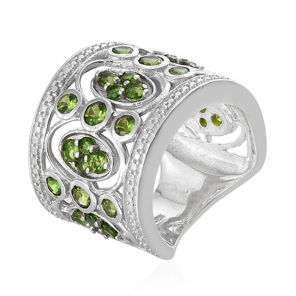 Chrome Diopside (Rnd) Ring in Platinum Overlay Sterling Silver 2.500 Ct.