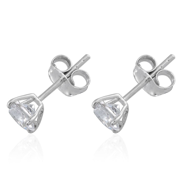 9K W Gold (Rnd) Stud Earrings (with Push Back) Made with Finest CZ