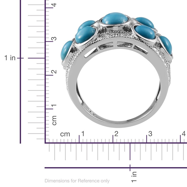 Arizona Sleeping Beauty Turquoise (Ovl 0.75 Ct), Diamond Ring in Platinum Overlay Sterling Silver 3.520 Ct.