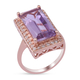 Rose De France Amethyst and Natural Cambodian Zircon Ring in Rose Gold Overlay Sterling Silver 8.69 Ct, Silver Wt. 5.10 Gms