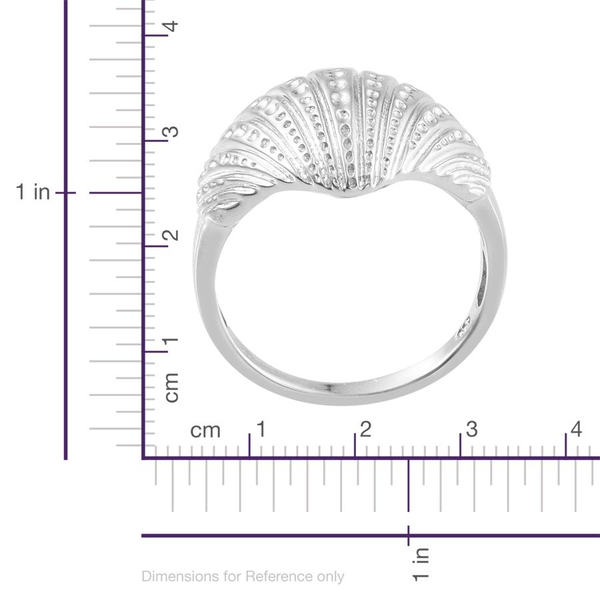 Platinum Overlay Sterling Silver Shell Ring, Silver wt 6.50 Gms.