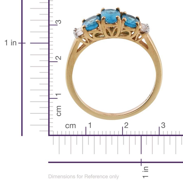 Malgache Neon Apatite (Ovl), Diamond Ring in 14K Gold Overlay Sterling Silver 1.050 Ct.
