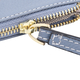 100% Genuine Leather Alphabet T RFID Protected Wristlet with Engraved Message on Back Side (Size 18x12 Cm) - Pastel Blue