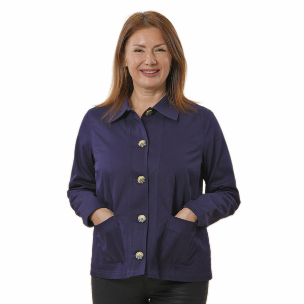 TAMSY Cotton Jacket with Pockets - Dark Purple