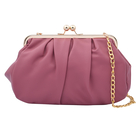 Clutch Bag with Metallic Lock and Long Chain Strap (Size 28x18x9Cm) - Cerise Pink