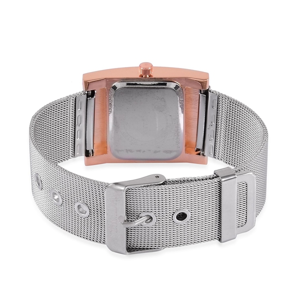 STRADA Japanese Movement Silver Colour Dial Water Resistant Watch in Rose Gold Tone with Stainless Steel Back and Chain Strap