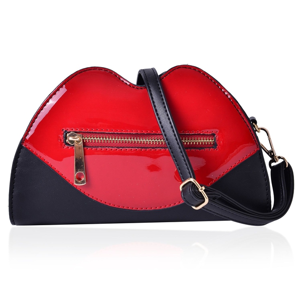 Ture Red Lip Design Crossbody Bag with Adjustable and Removable Shoulder Strap (Size 23x15x6 Cm)