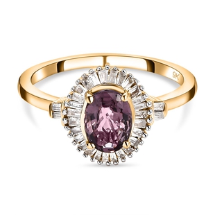 9K Yellow Gold Lavender Spinel and Diamond Ring 1.11 Ct.